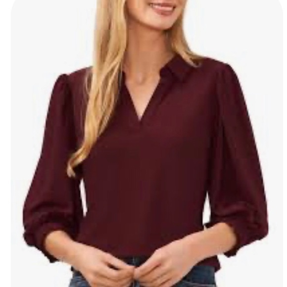 CeCe Burgundy Blouse - Picture 3 of 4